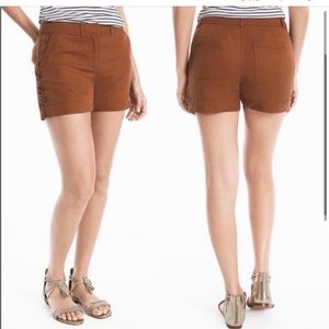 White House Black Market brown shorts with cross stick on side